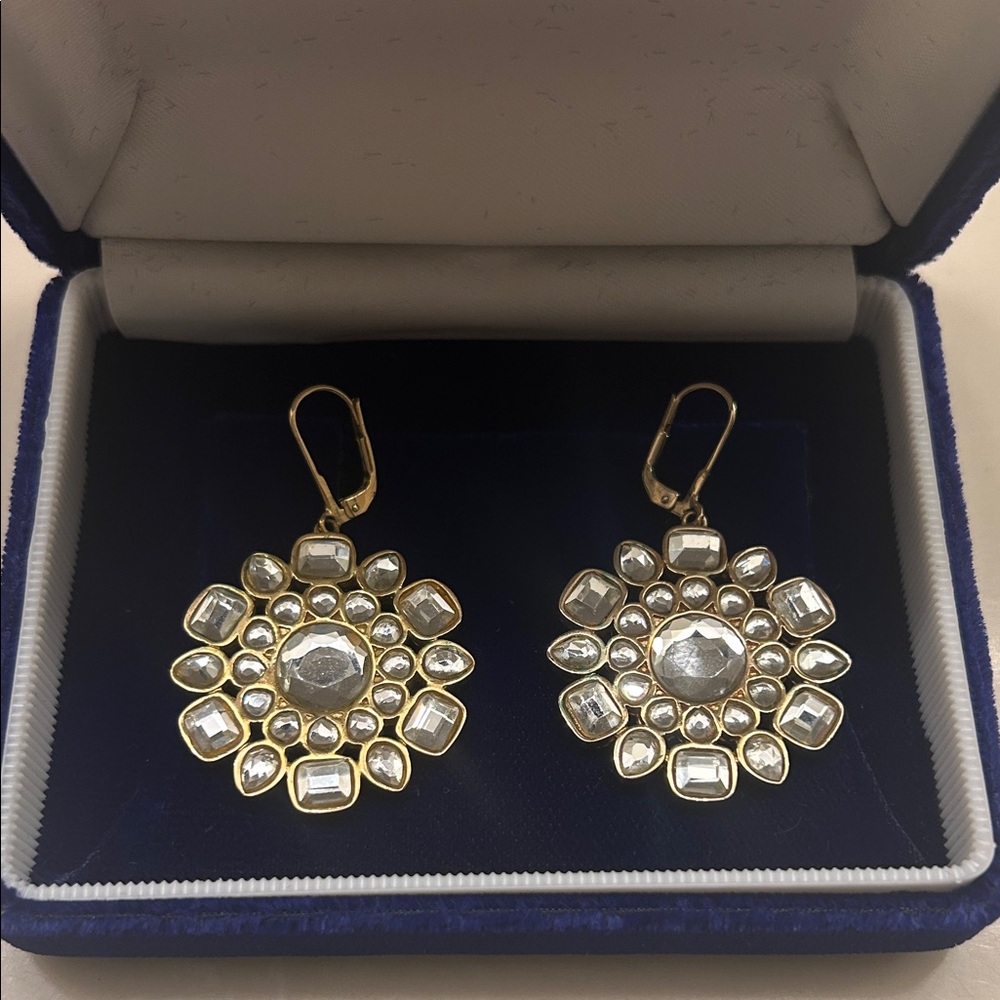 Gold and Silver Floral Drop Earrings